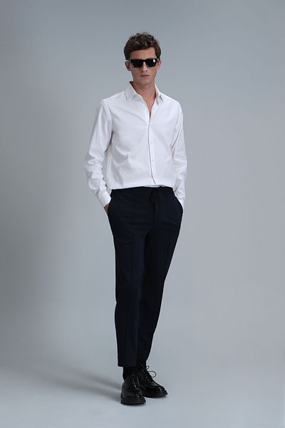 Lufian Cămașă de bază pentru bărbați Emir Comfort Slim Fit White