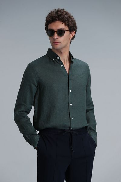 Lufian Ανδρικό πουκάμισο Pitaya Basic Comfort Fit Πράσινο