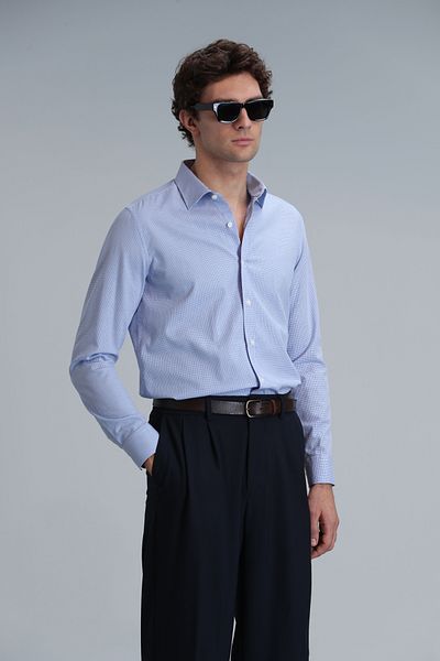 Lufian Ανδρικό πουκάμισο Blue Basic Comfort Fit - Menar