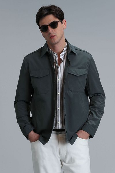 Lufian Ανδρικό παλτό Green Terry