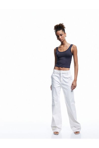Koton U Neck Slim Fit Sleeveless Basic Crop Blouse