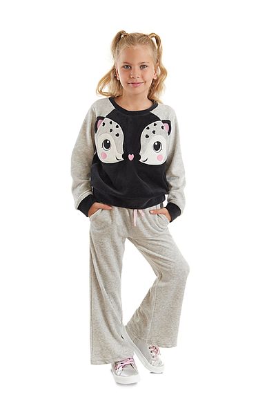 Denokids Σετ κοριτσίστικη δίδυμη βελούδινη φόρμα Gazelle