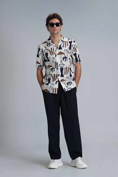Lufian Ανδρικό πουκάμισο Slim Fit Beige Basic - Kardem Comfort