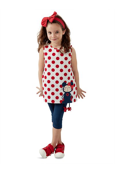 Denokids Lily Girl's Polka Dot Summer T-shirt Tunic Tights Set
