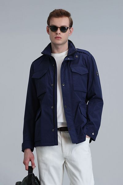 Lufian Ανδρικό παλτό Cameron Navy Blue