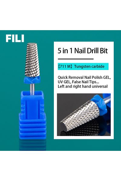 FILI 711 M Professional Nail Drill Bits 5 In 1 Tungsten Carbide Mills Cutter Accessory For Nail Polish Na