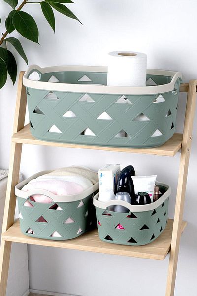 İronika 3-Piece Decorative Leather Look Closet Organizer Storage Box Kitchen Bathroom Organizer Basket Green