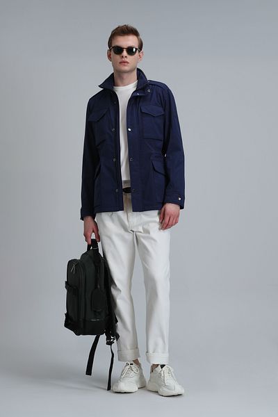 Lufian Ανδρικό παλτό Cameron Navy Blue