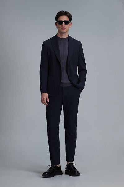 Lufian Hunter Smart Ανδρικό παντελόνι Chino Slim Fit Navy Blue