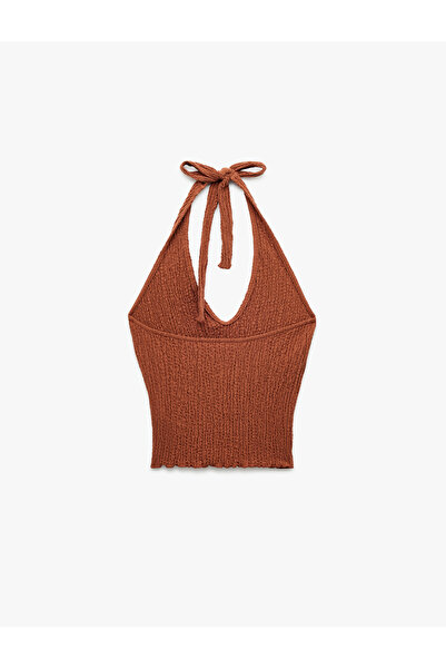Koton Wrap Fabric Slim Fit Back Low-Cut Halter Neck Top