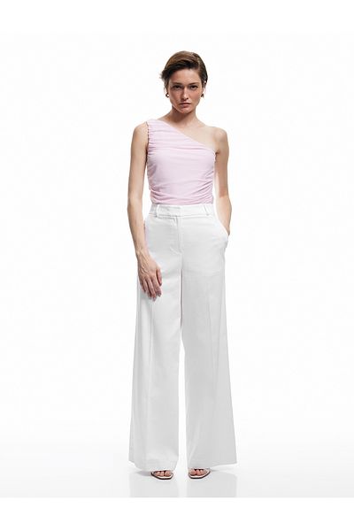 Koton Semi See-Through Asymmetrical One Shoulder Tulle Bodysuit