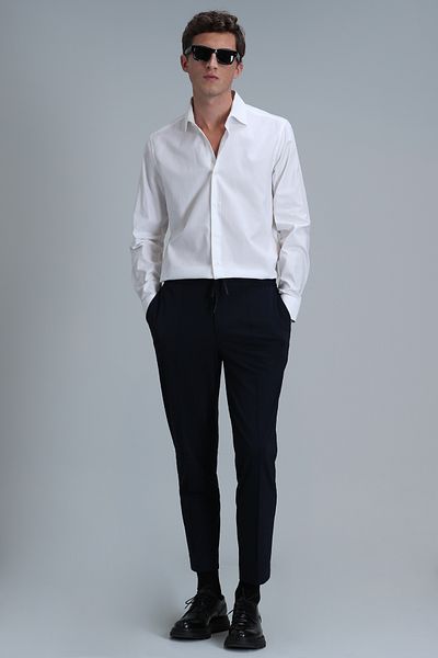 Lufian Lumer Sports Men's Chino Trousers Slim Fit Navy Blue