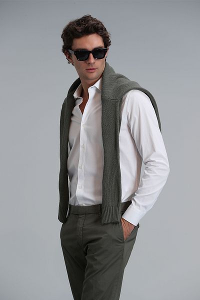 Lufian Мъжка риза Basic Mega Shirt - Comfort Fit Бяла