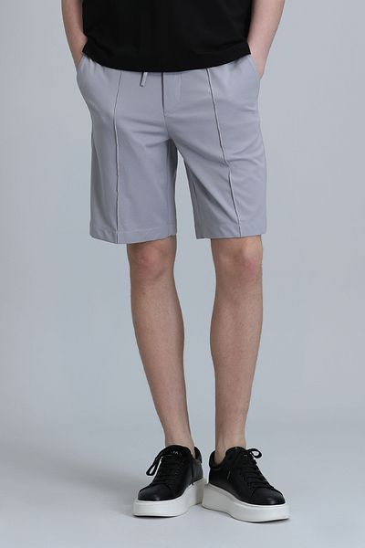 Lufian Men's Gray Slim Fit Chris Sports Shorts