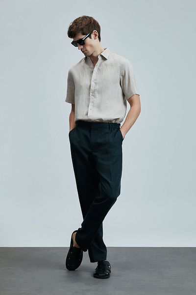 Lufian Ανδρικό πουκάμισο σε μπεζ χρώμα Basic Comfort Fit Bert
