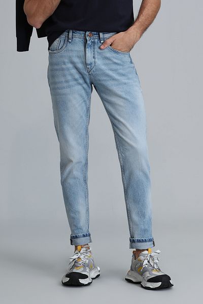 Lufian Dukas Smart Jean - Pantaloni albaștri slim fit pentru bărbați