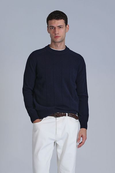 Lufian Ανδρικό πουλόβερ Navy Blue - Ανοιχτό μοντέλο