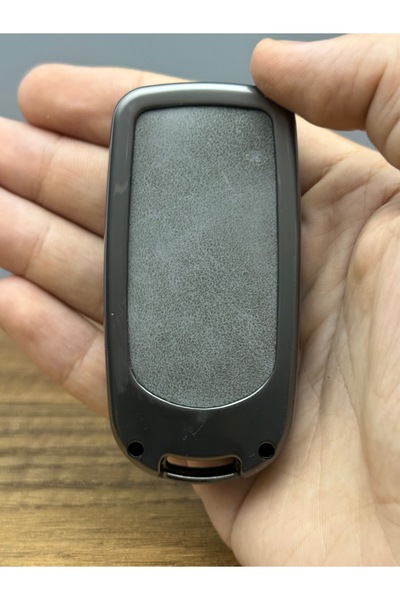 LUXE AKSESUAR Husa metalica pentru telecomanda cu chei pentru Fiat Egea Doblo, cu 3 butoane, piele gri