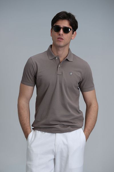 Lufian Smart ανδρικό μπλουζάκι Polo Slim Fit - Γήινος τόνος