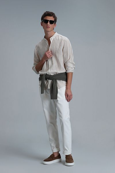 Lufian Ανδρικό πουκάμισο Basic Beige - Fast Comfort Fit