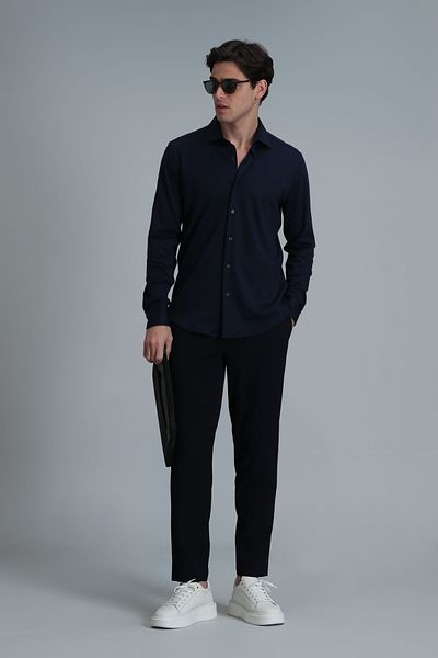 Lufian Ανδρικό πουκάμισο Basic Comfort Fit Apel Navy Blue