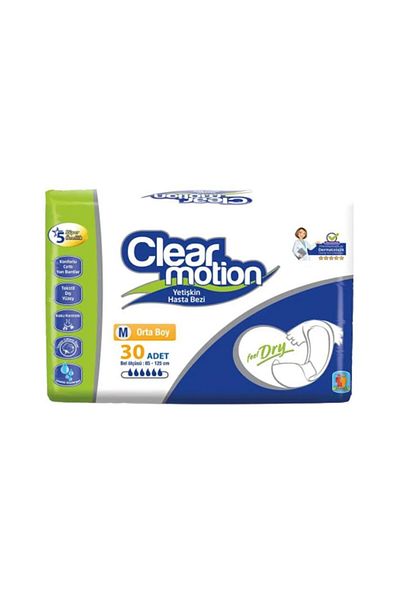 CLEAR MOTION Medium Size Medium 30 Pack Patient Diapers with Waistband - 4 Pack