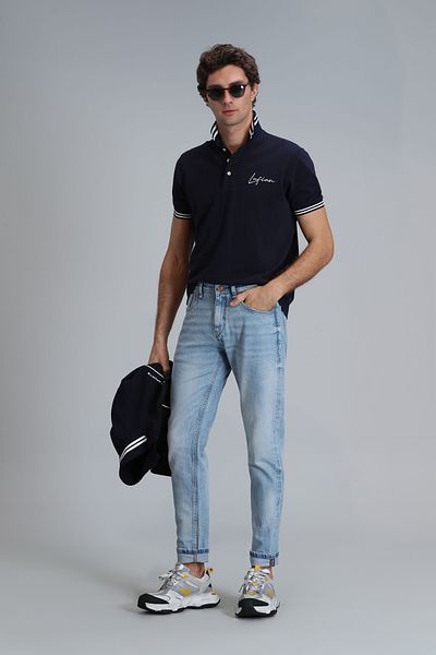 Lufian Dukas Smart Jean - Pantaloni albaștri slim fit pentru bărbați