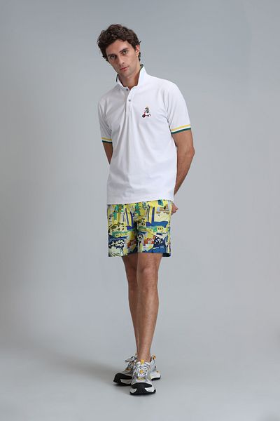 Lufian Tricou polo alb Match Smart pentru bărbați