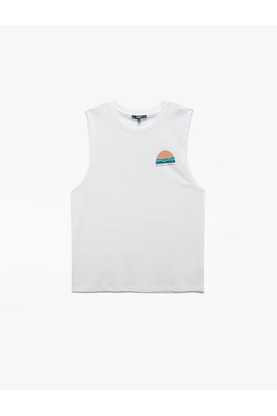 Koton Cotton Sleeveless Crew Neck Printed Singlet