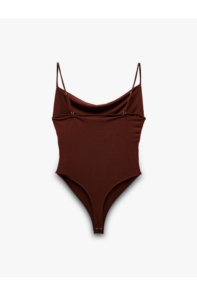 Koton Flared Collar Slim Fit Draped Strap Snap Body