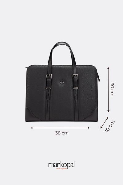 MORCA Black Women's Laptop Bag - Waterproof Polyurethane Leather, 14"-15.6" Compartment