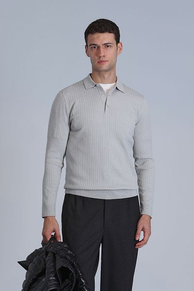 Lufian Pulover pentru bărbați Aden - Design gri deschis