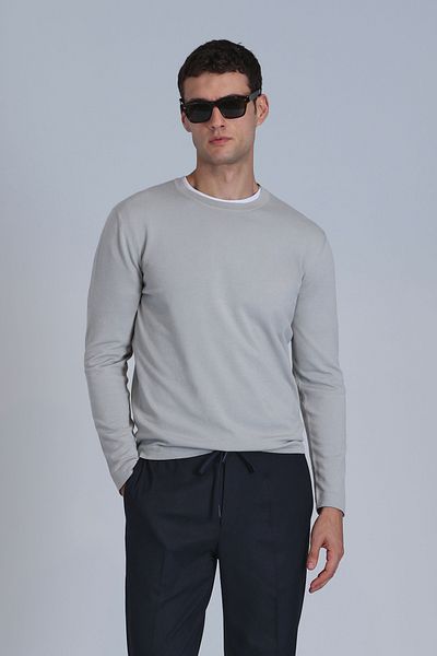 Lufian Pulover pentru bărbați - Model Gri deschis Stone