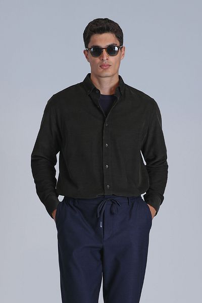 Lufian Ανδρικό Πράσινο Slim Fit Water πουκάμισο - Basic
