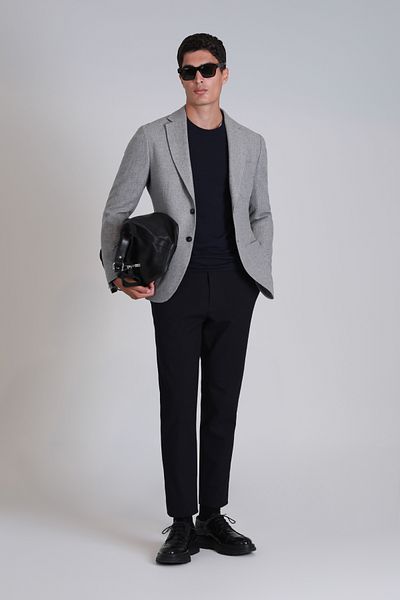 Lufian Мъжко сако Daniel Sport Slim Fit, светло сиво