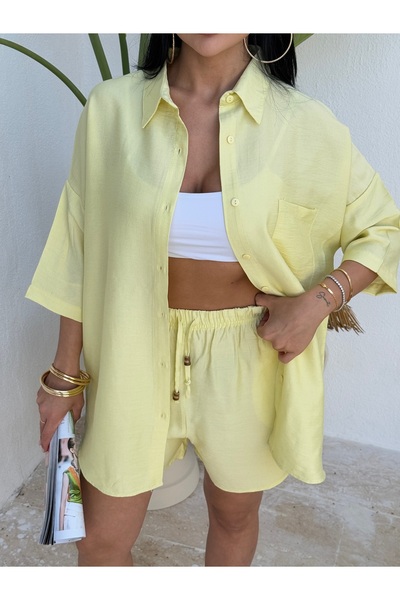 LB Laluna Butik Women's Oversize Shirt Shorts Set