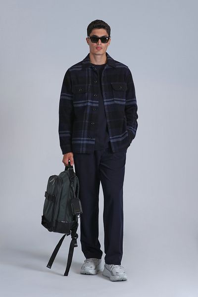 Lufian Мъжка риза Slim Fit в тъмносиньо - Barder Basic