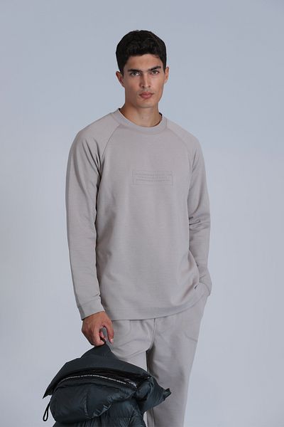Lufian Men's Sweatshirt Lines - Stone Color
