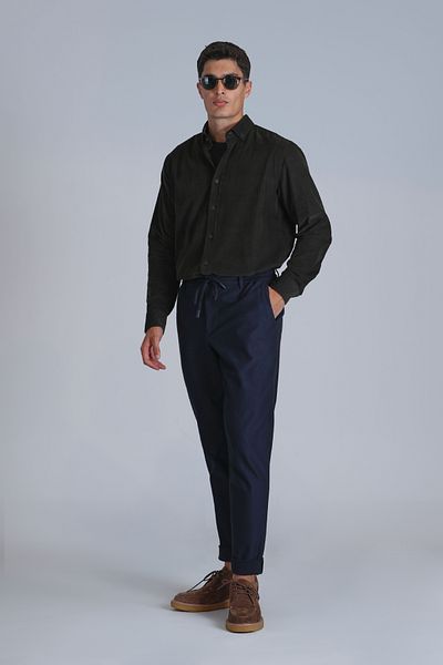 Lufian Ανδρικό Πράσινο Slim Fit Water πουκάμισο - Basic