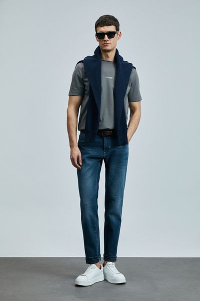 Lufian Eduard Smart Jean Men's Trousers Slim Fit Blue
