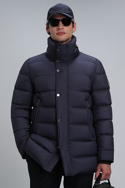 Lufian Ανδρικό παλτό Rıld Goose Feather Navy Blue