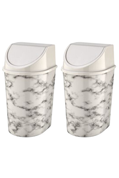 belizs 2 Adet - Klip Çöp Kovası - Beyaz Granit Mermer Desenli Mutfak Ofis Ev ...
