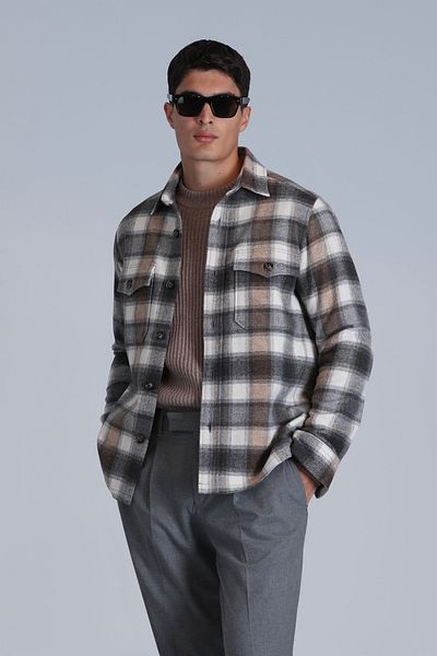 Lufian Мъжка риза Slim Fit Fresher - цвят пясък, базов модел