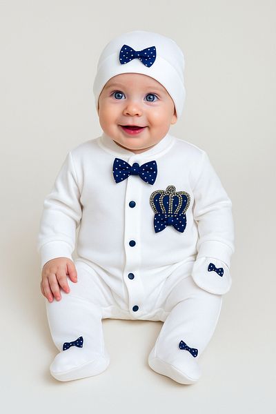 Sitilin Baby Boy Bow Tie King Stone Fancy Jumpsuit Set 0-3 Months Stl7015