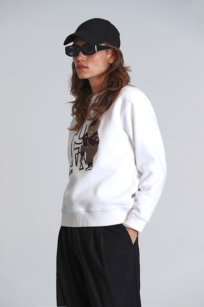 Lufian Pıtcher Women's Knitted Sweatshirt Off White