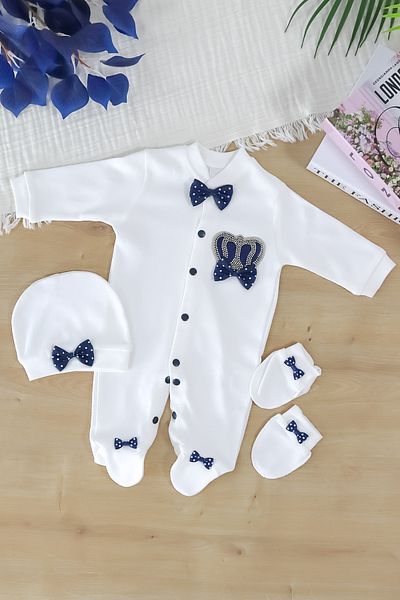 Sitilin Baby Boy Bow Tie King Stone Fancy Jumpsuit Set 0-3 Months Stl7015