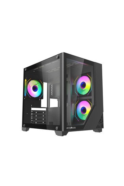 Strong Shadow Siyah 3x 120mm ARGB Fanlı mATX Akvaryum Gaming Bilgisayar Kasas...