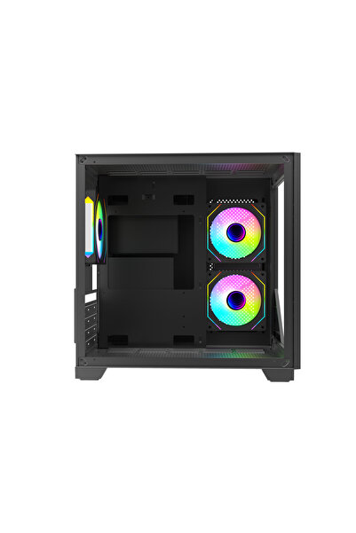 Strong Shadow Siyah 3x 120mm ARGB Fanlı mATX Akvaryum Gaming Bilgisayar Kasası (Powersız)