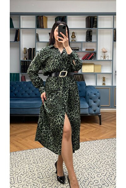 Nida Boutique Φόρεμα πουκάμισο με μακριά μανίκια και άνοιγμα ζώνες στα πλαϊνά