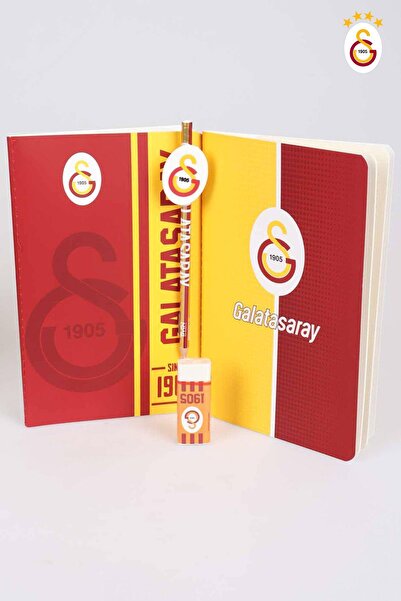 Galatasaray Lisanslı Noktalı Defter,kurşun Kalem Ve Silgi Seti